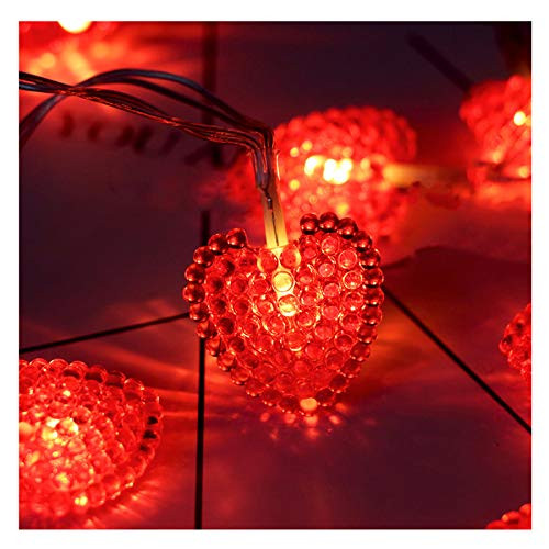 Valentines Day Heart LED Lights Red Fairy String Lights Battery Operated Copper Wire Lights for Anniversary Wedding Valentines Day Decor -A Red 10-