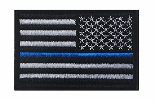American Flag -Right Arm- Reverse Morale Patch with Hook  and  Loop - Thin Blue Line