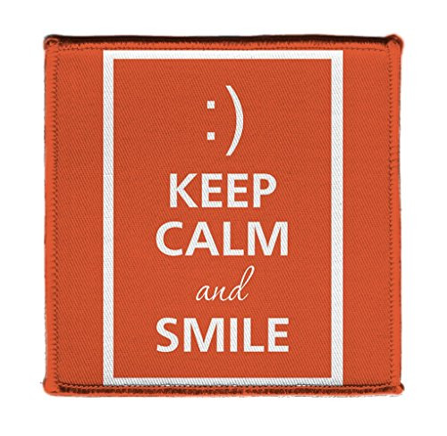 Keep Calm AND SMILE ON EMOJI EMOTICON - Iron on 4x4 inch Embroidered Edge Patch Applique