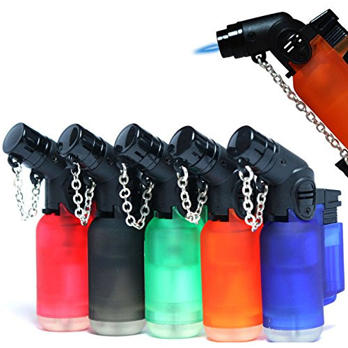 Pack of 5 Eagle Angle Torch 45 Degree Single Jet Flame Torch Lighter Windproof Refillable Lighter Assorted Color