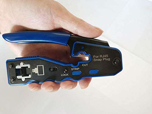 Fast and Reliable Plug Crimp All-In-One RJ45 Pass-Thru Ethernet Connector Modular Plugs Crimp Cuts  Strips  Crimps Tool - Cat5 Cat5e Cat6 Connectors Network Crimper Stripper Cutter Multi-Tools