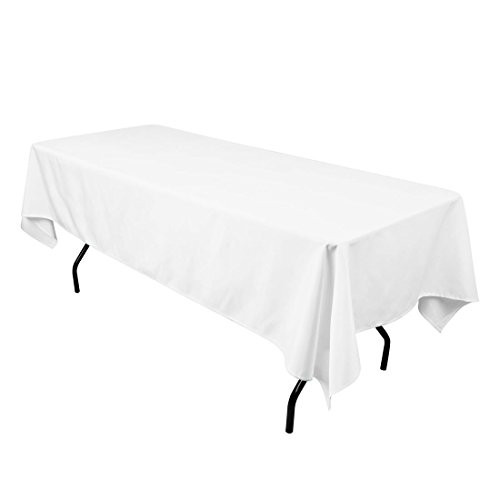 LinenTablecloth 60 x 102-Inch Rectangular Polyester Tablecloth White -White  6-