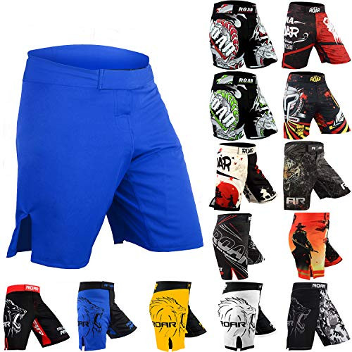 ROAR MMA Fight Shorts UFC Grappling Muay Thai BJJ Training Jiu Jitsu No Gi Wear -X-Large  Blue-Shorts-