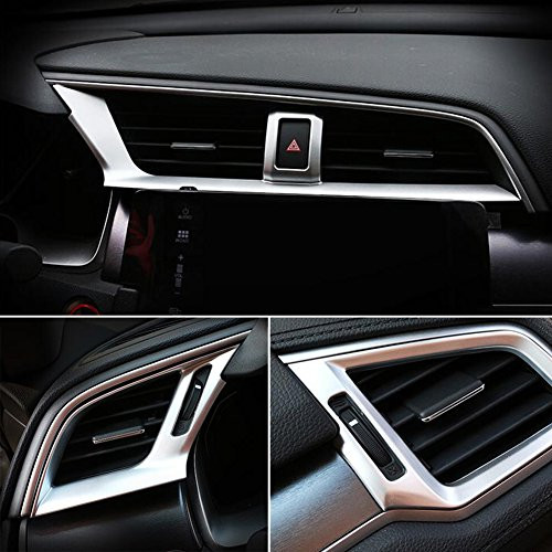 Rqing For Honda Civic 10th 2016 2017 2018 Interior Front Center Air Condition Vent Outlet Cover Trims (Silver Paint)