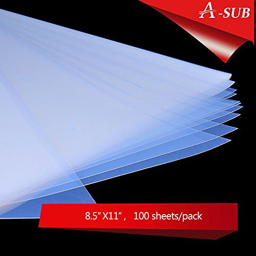 A-SUB 100 Sheets Waterproof Inkjet Transparency Film 8.5 x 11 inch, for Screen Printing