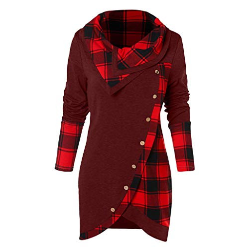 womens sweaters pullover chunky Eashery Women s Sweaters Casual Long Sleeve Crewneck Color Block Patchwork Pullover Knit Sweater Tops Red