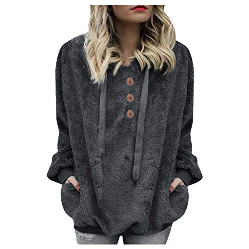 Pullover Sweatshirts for Women Gubotare Women s Casual Hoodies Long Sleeve Solid Lightweight Pullover Tops Loose Sweatshirt with Pocket Gray