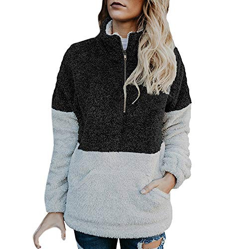 AODONG Sweatshirts for Women Hoodie Pullover Womens Crew Neck Long Sleeve Sweatshirt Casual Solid Pullover Lightweight Tops Black