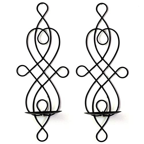 CALIDAKA 2pcs Wall Candle Sconces Metal Elegant Pillar Candle Holder Hanging Wall Candleholders Swirling Iron Hanging Wall Mounted Decorative Candle Holder for Home Decorations  Weddings
