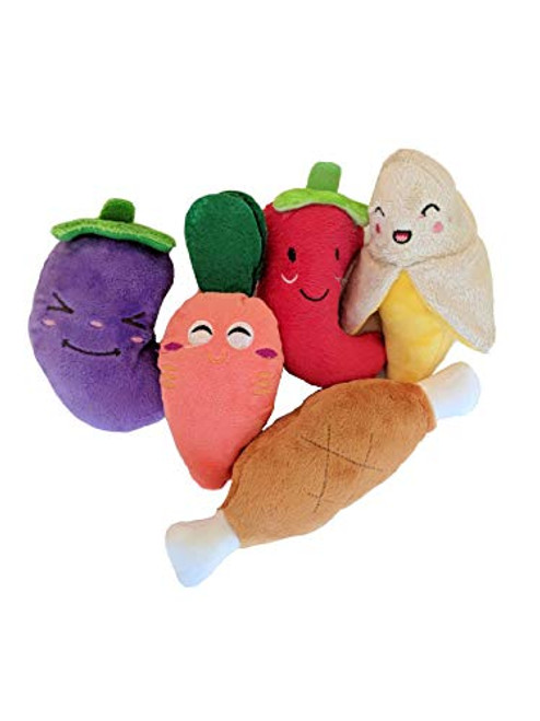StarTechDeals Dog Squeaky Toys Cute Plush Toys Stuffed Fruits Vegetables  and  Meat Dog chew Toy Squeaky Dog Toys for Puppy Small Dog Pets -5 Toy- StarTechDeals Dog Squeaky Toys Cute Plush Toys Stuffed Fruits Vegetables  and  Meat Dog chew Toy Squeaky Dog Toys for Puppy Small Dog Pets -5 Toy-