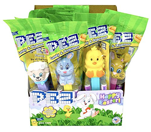 Pez Easter Candy Dispensers Individually Wrapped Dispensers and Pez Candy  Lamb  Bunny  Chick --Easter Basket Candy -12 Pack-