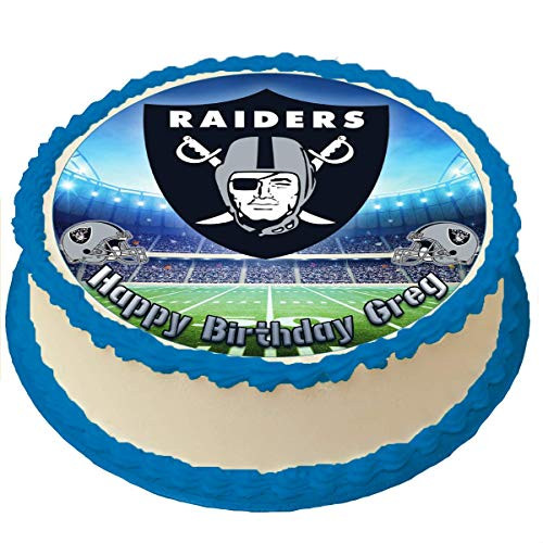Raiders Personalized Cake Topper 8 Inches Round Birthday Cake Topper