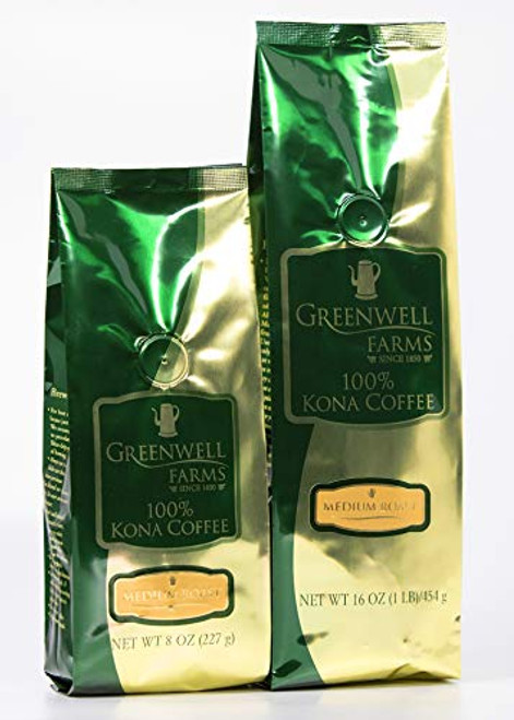 Greenwell Farms - 100 percent  Kona Coffee - Medium Roast - 8oz - WHOLE BEAN Greenwell Farms - 100 percent  Kona Coffee - Medium Roast - 8oz - WHOLE BEAN