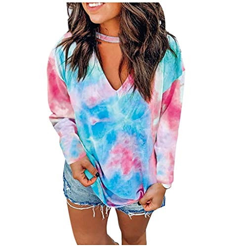 Women s Tie Dye Sweatshirts Casual V Neck Long Sleeve Tops Color Block Pullover Shirts Loose Oversized Shirts Tops Light Blue Women s Tie Dye Sweatshirts Casual V Neck Long Sleeve Tops Color Block Pullover Shirts Loose Oversized Shirts Tops Light Blue