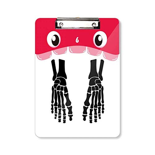 Skeleton Bone Human Foot Black Pattern Mouth Clipboard Folder File Pad Backing Plate A4