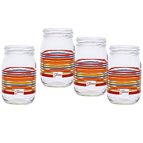 Fiesta Scarlet Stripe 16-Ounce Jar Glass (Set of 4)