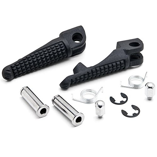 Krator Black Motorcycle Foot Pegs Footrests Left  and  Right Compatible with Kawasaki ZX-9R 1998-2003 Front