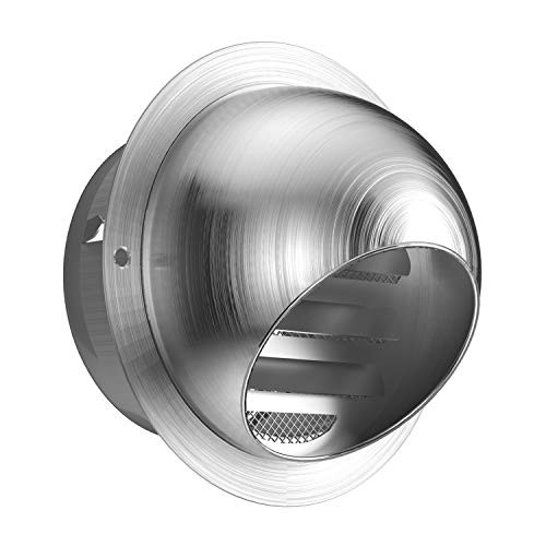 ClassicMart 4 Inch 304 Stainless Steel Round Exhaust Grille Ventilation Outlet Wall Air Vent Dryer Hood Bull Nosed External Extractor