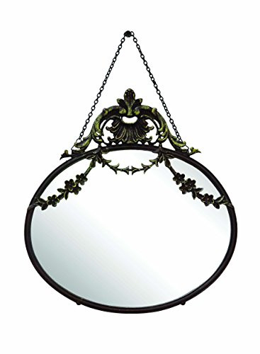 Creative Co-op Antique Inspired Hanging Oval Mirror with Pewter Frame