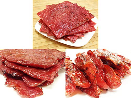 Variety Pack  1 Pork and Beef Jerky -Original Flavor - 12 Ounce weight- - Original Flavor Pork -4 oz-  Original Beef -4 oz-  Original Bacon -4 oz-
