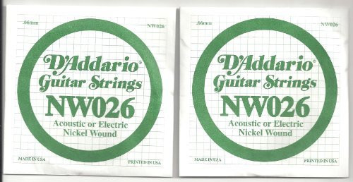 TWIN PACK OF D ADDARIO NW026 XL Nickel Wound Singles - TWO STRINGS!