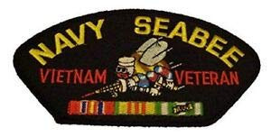 USN Navy Seabee Vietnam Veteran W Service Ribbons Patch CAN DO CB Construction