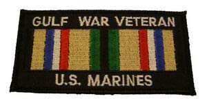 USMC Marine Corps Gulf WAR Veteran W Service Ribbon Patch Desert Storm Shield