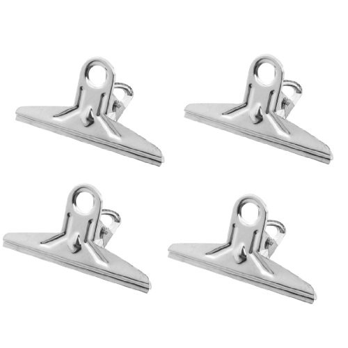 uxcell Stainless Steel Office Spring Loaded File Binder Clip Clamp 4 Pcs Silver Tone