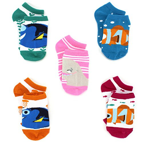 Finding Dory Nemo Girls 5 pack Socks -Shoe  7-10 -Sock  4-6-  Dory Friends Bold-