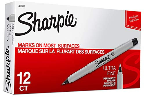 Sharpie Permanent Markers  Ultra Fine Point  Black  12 Count - 1 Pack