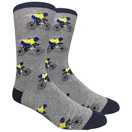 Urban-Peacock Men s Novelty Fun Socks Multiple Themes -Bicycle Racer - Grey with Navy  1 Pair- Urban-Peacock Men s Novelty Fun Socks Multiple Themes -Bicycle Racer - Grey with Navy  1 Pair-