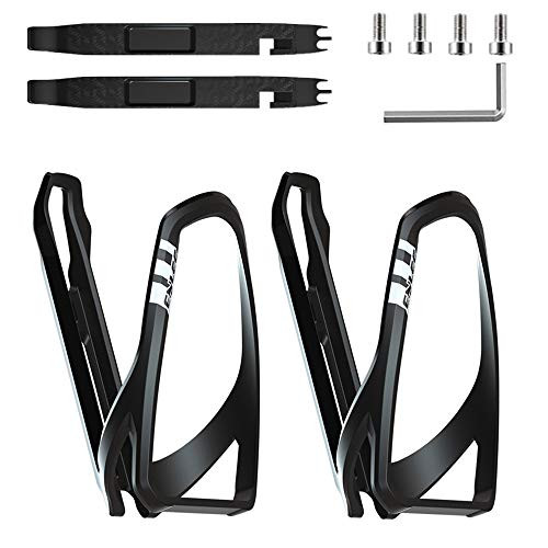 ENLEE Bike Water Bottle Cages Bicycle Water Bottle Holder Lightweight and Strong Bicycle Water Bottle Holder for Outdoor Cycling with Screws Hex Keys - 2 Pack with Tire Lever -Black- ENLEE Bike Water Bottle Cages Bicycle Water Bottle Holder Lightweight and Strong Bicycle Water Bottle Holder for Outdoor Cycling with Screws Hex Keys - 2 Pack with Tire Lever -Black-