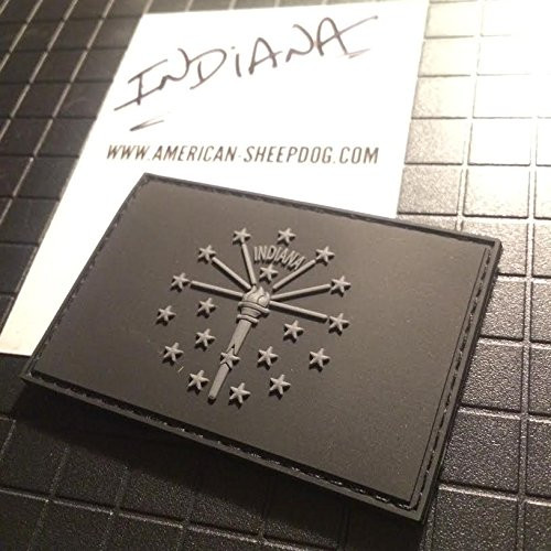American Sheepdog Indiana State Flag PVC Patch - Ghost Edition