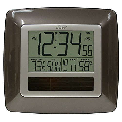 La Crosse Technology Solar Atomic Digital Wall Clock with Indoor Temperature (Bronze)