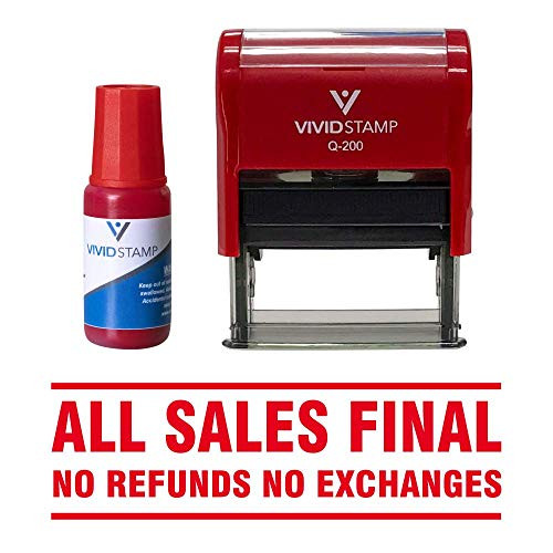 All Sales Final No Refunds Self Inking Rubber Stamp Combo with Refill -Red Ink- - Medium
