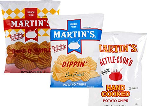 Martin s B-B-Q Waffle  Original Kettle Cooked  and  Dippin  Potato Chip Variety Pack- Three 1 lb. Bags