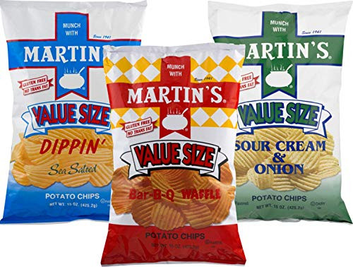 Martin s B-B-Q Waffle  Sour Cream  and  Onion  and  Dippin  Potato Chip Value Size Variety 3-Pack