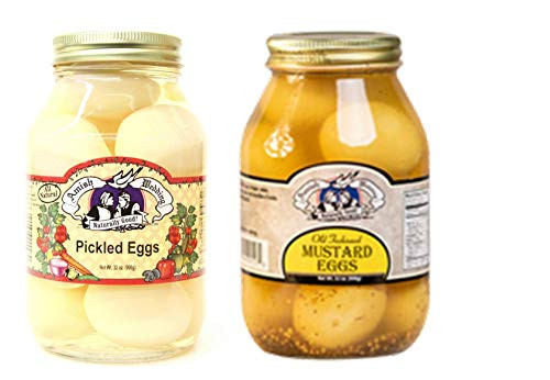 Amish Wedding Pickled Eggs  and  Mustard Eggs Variety 2-Pack  32 oz. Jars