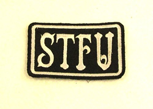 IND STURGIS STFU White on Black Iron on Small Badge Patch for Biker Vest SB845