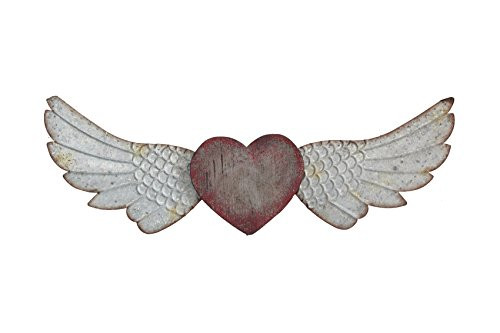 Creative Co-op Red Heart with Wings Wall Décor