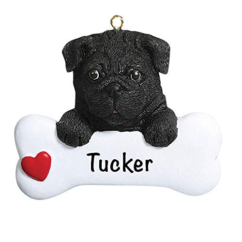 Dog Christmas Tree Ornaments 2021  Personalized Dog Ornaments for Christmas Tree  Polyresin Black Pug Dog Christmas Ornaments  Black Pug Dog Ornament  Black Pug Gifts
