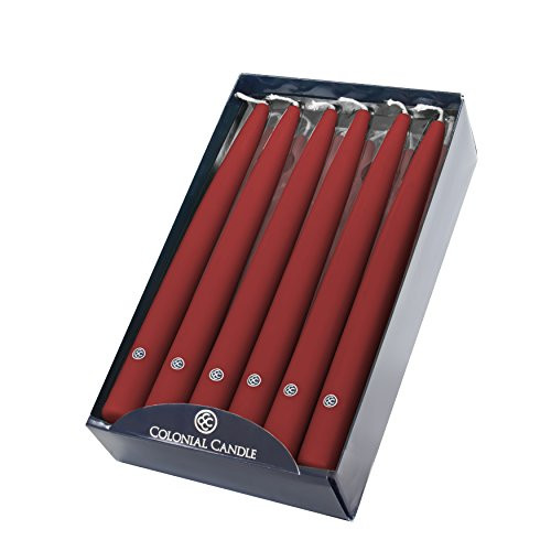 Colonial Candle 10 Inch Handipt Taper Candles, Red