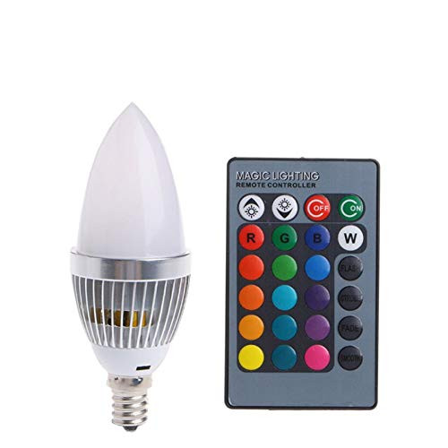 TSAUTOP 3W Led Candle Bulb RGB E12 E14 Candelabra 16 Colors Change Dimmable LED Light Lamp Remote Control Bulb for Home Bar Party D40 -Emitting Color   E14 Milky White  Number of LED Chip   1PCS-