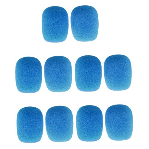 Pack of 10 Sponge Lapel Lavalier Clip-on Microphone Wind Muff Windshield - Blue