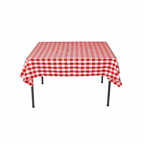 KS LINENS Checkered Square Tablecloth 45 inchx45 inch Ideal for Square Table 33x33 or Less -Red-