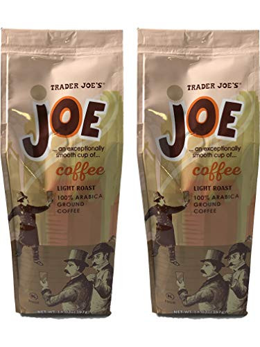 Trader Joes Joe Light Roast Ground Coffee 100 percent  Arabica Ground 13 oz -Pack of 2-