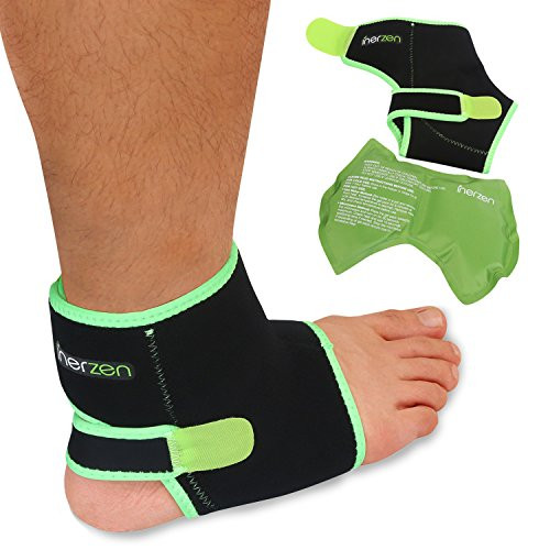 Inerzen Ankle Support Hot and Cold Gel Therapy Wrap - Includes Hot or Cold Gel Pack for Pain Relief - Microwavable  Freezable  Reusable -One Size Fits All- Inerzen Ankle Support Hot and Cold Gel Therapy Wrap - Includes Hot or Cold Gel Pack for Pain Relief - Microwavable  Freezable  Reusable -One Size Fits All-
