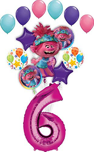 Trolls World Tour 6th Birthday Party Supplies Poppy Balloon Bouquet Decorations