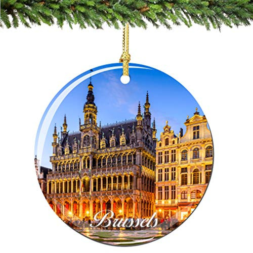 City-Souvenirs Brussels Christmas Ornament Porcelain Double Sided 2.75 Inches