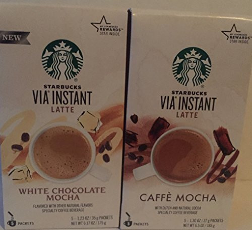 Starbucks VIA Latte - Mocha Variety 2-pack -5 Single Serve Packets- 1- Caffe Mocha 2- White Chocolate Mocha